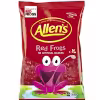 1.3 kg pack of Allen's Red Frogs gummies, showcasing a large bag filled with vibrant red, frog-shaped gummy candies.