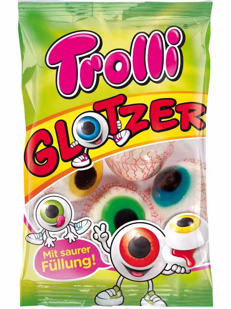 Pack of Trolli Original Fruity Glotzer Gummy Eyeballs – colorful, fruity gummy candies shaped like eyeballs.