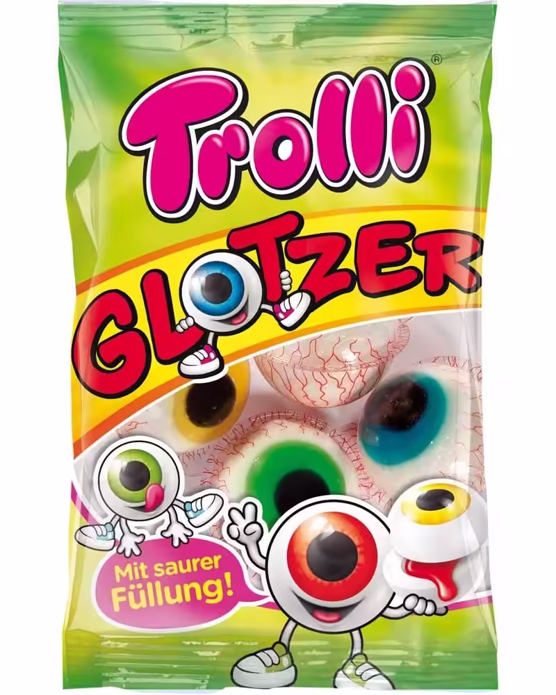 Pack of Trolli Original Fruity Glotzer Gummy Eyeballs – colorful, fruity gummy candies shaped like eyeballs.