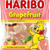 Pack of Only Kosher Haribo Grapefruit Gummy Candy, 6 bags, showcasing colorful grapefruit-shaped gummies in a vibrant assortment.