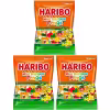 Three packages of Haribo Mini Rainbow Frogs candy, featuring colorful gummy frogs in assorted fruity flavors, each in a 5-ounce bag.