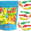 Pack of Fruidles Assorted Gummy Sharks Candy - 8 oz bag of shark-shaped gummies in various fruit flavors.