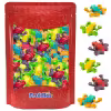 Pack of Fruidles Rainforest Gummy Frogs featuring vibrant, multi-colored gummy frogs in assorted tropical flavors like Strawberry, Grape, Sour Lemon, Sour Apple, Blue Raspberry, and Orange.