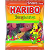 Pack of Haribo Tangfastics Gummy Candy featuring an assortment of tangy gummy shapes like fizzy cola bottles, sour cherries, dummies, and crocodiles in a colorful 160g bag