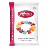 A red & white bag of colorful Albanese candy mini gummy butterflies on a white background