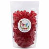 Bright red watermelon-flavored gummy bears in a 5 lb bulk bag on a white background.