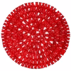 Bright red watermelon-flavored gummy bears formed into a large circle on a white background