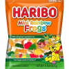 Bright orange and green bag of colorful mini rainbow frogs by Haribo