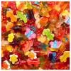 Colorful closeup of a pile of Haribo Funtastic Mix gummy candy assortment.