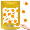A pack of Fruidles Large Fried Egg Gummi Omelet Candy featuring colorful, sunny-side-up egg-shaped gummies with a cheerful fruit flavor, perfect for parties, events, or a fun treat