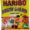 A colorful pack of Haribo Fruit Salad Gummies, featuring a variety of fruit-flavored gummies including cherry, lemon, lime, grapefruit, passion fruit, and orange, perfect for parties and summer snacks