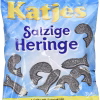 Image of Katjes Salzige Heringe 'Salty Hering/Fish' 200g bag featuring soft, chewy licorice fish-shaped candies dusted with salmiak for a strong salty flavor.
