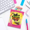An open pack of Sour Patch Kids Lemonade Fest gummies spilling out onto a computer desktop.